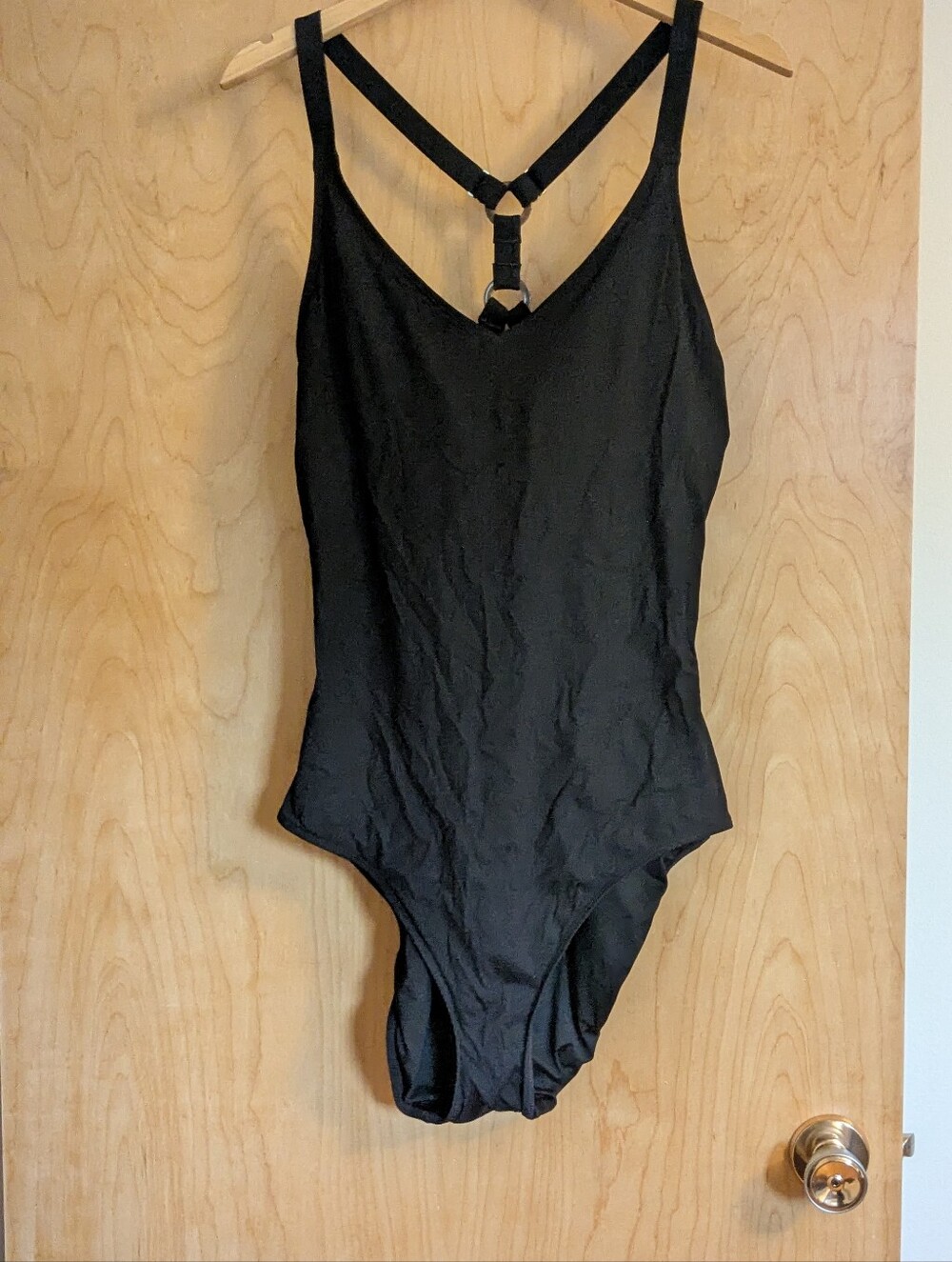 La Vie En Rose One Piece Ribbed Black Swimsuit Adjustable Straps